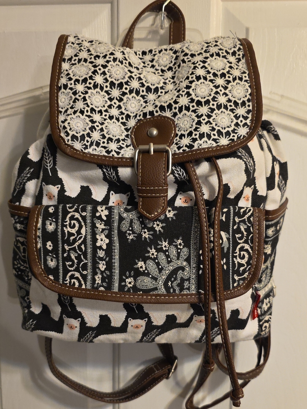 UNIONBAY Black & White Llama Pattern Backpack